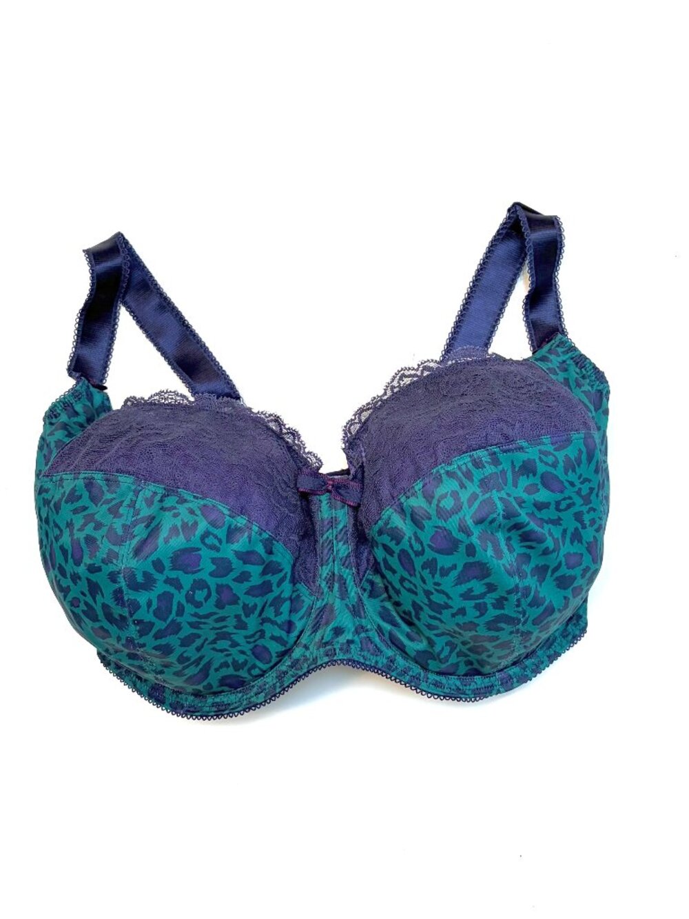 Bravissimo Navy & Teal Vivid Print Bra with delicate lace cups, 34M US/34J UK